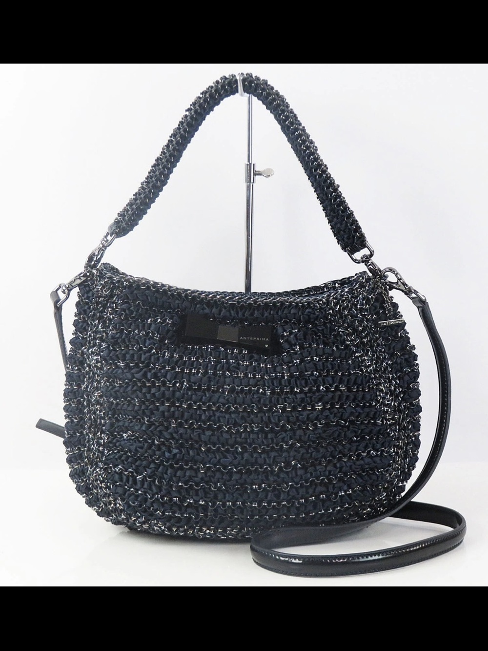 Anteprima Woven Black Shoulder Bag with Detachable Strap